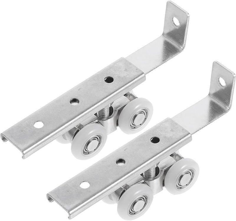 2Pcs Metal Sliding Track Wheels Quiet Roller With Screws For Glass Wood Wardrobe Doors - Image 1
